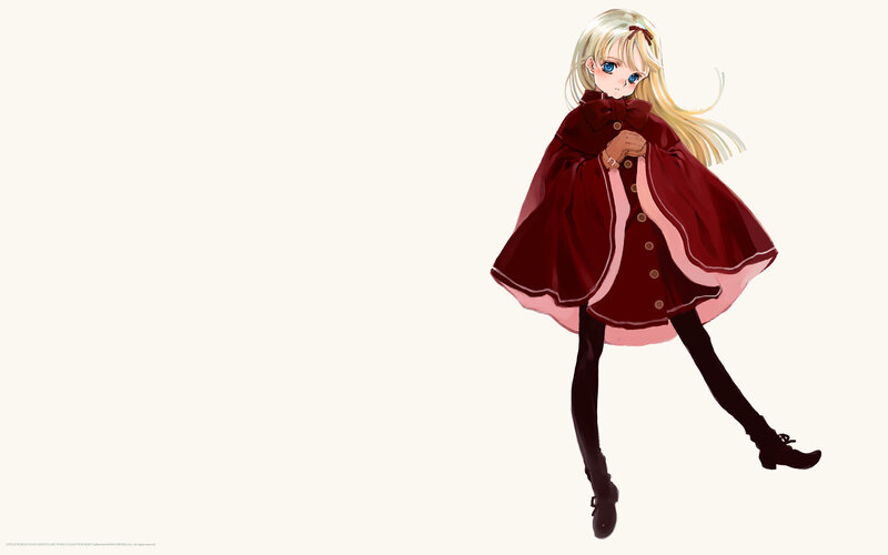 blonde girl in red cloak