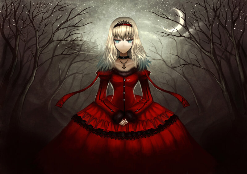 Blonde Girl in Red Dress — Dark, Mysterious