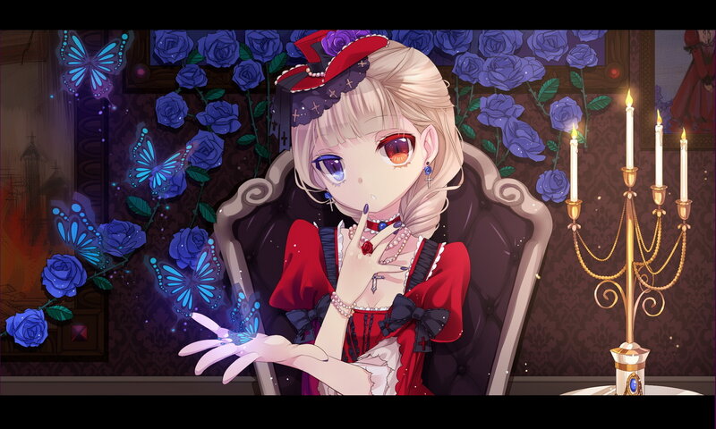 Blonde Girl in Red Dress — Dramatic, Night, Anime, Candlestick