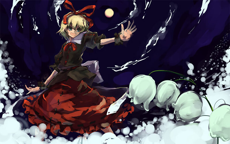 Blonde Girl in Red Dress — Dramatic, Night
