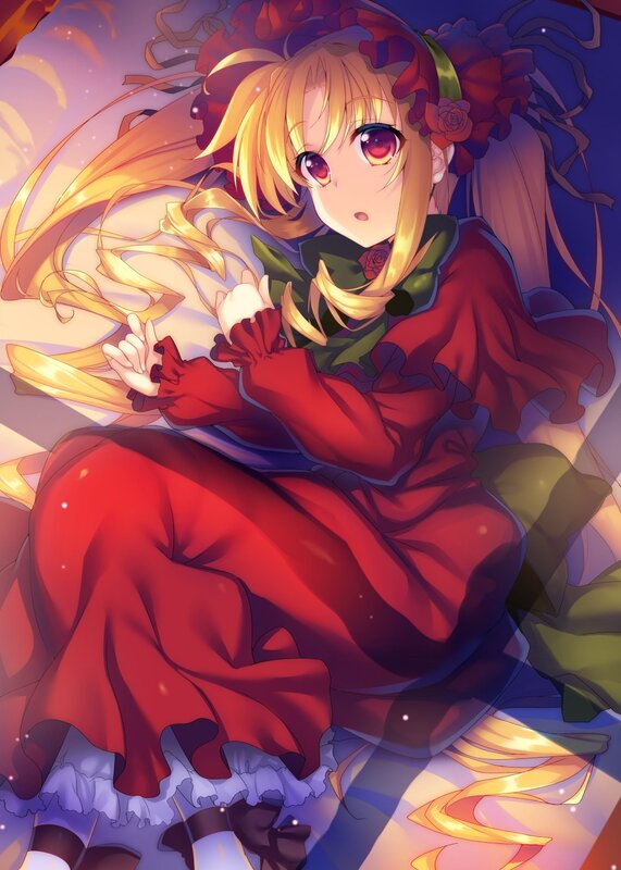 Blonde Girl in Red Dress — Dreamy, Night
