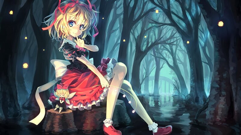 Blonde Girl in Red Dress — Mysterious