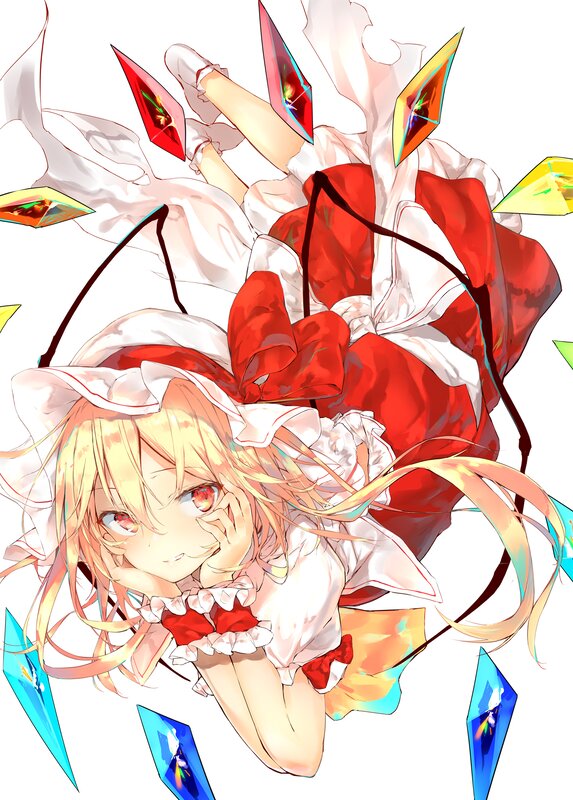 Blonde Girl in Red Dress — Playful, Anime, Crystals