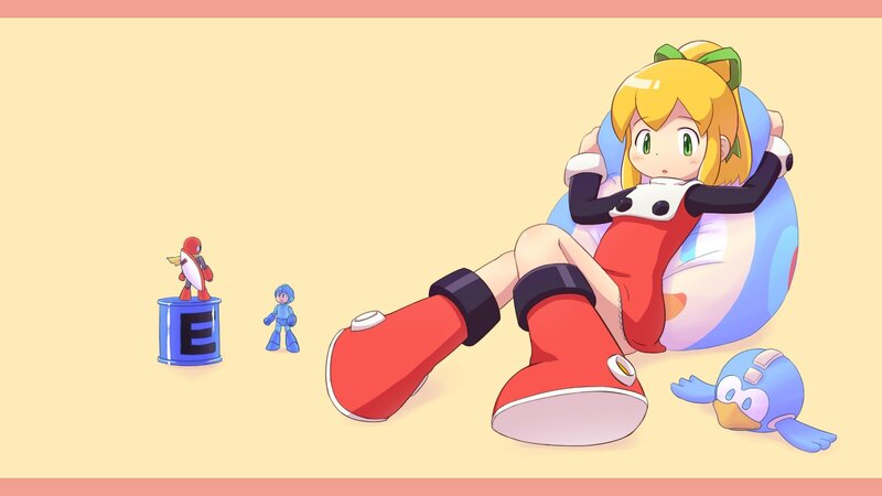 Blonde Girl in Red Dress — Yellow, Calm