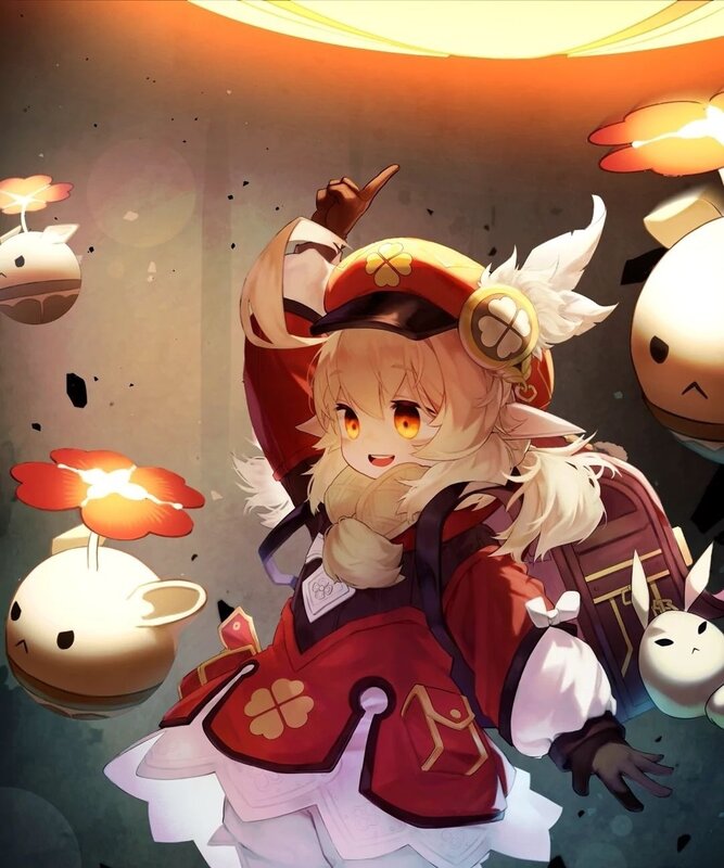 Blonde Girl in Red Outfit — Playful, Anime