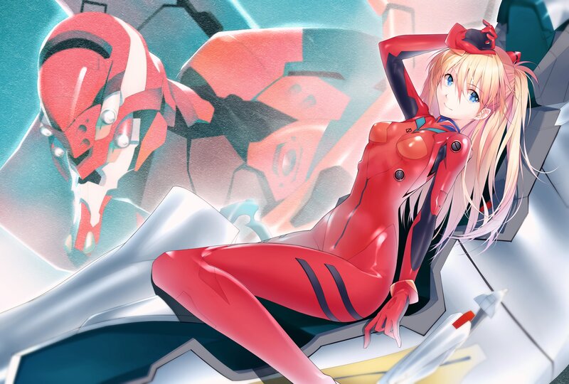 Blonde Girl in Red Suit — Calm, Anime, Mecha