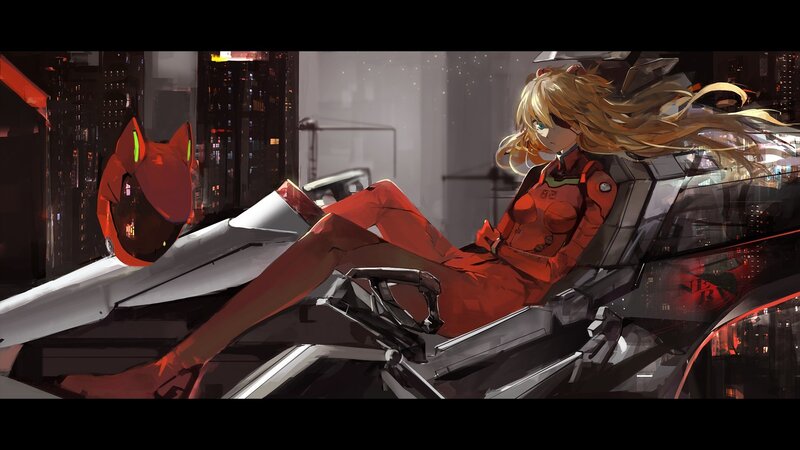 Blonde Girl in Red Suit — Dramatic, Night
