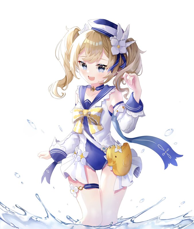 Blonde Girl in Sailor Outfit — Blue, Playful