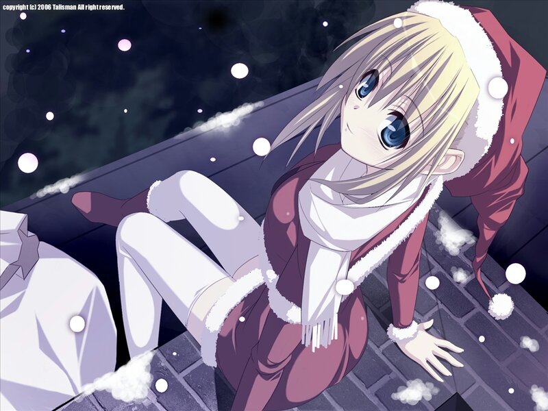 Blonde Girl in Santa Hat