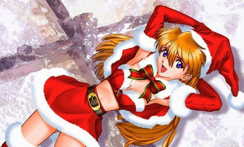 Blonde Girl in Santa Outfit — Red, Festive