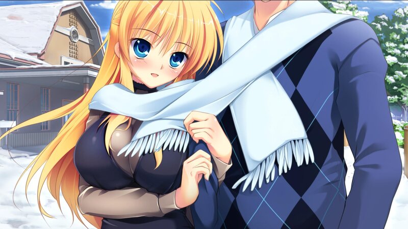 Blonde Girl in Scarf — Blue, Calm