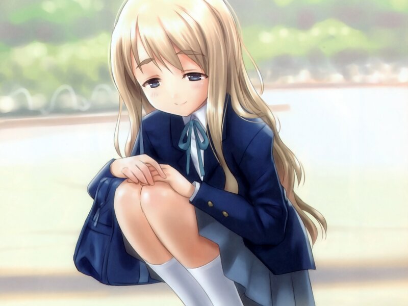 blonde girl in school uniform