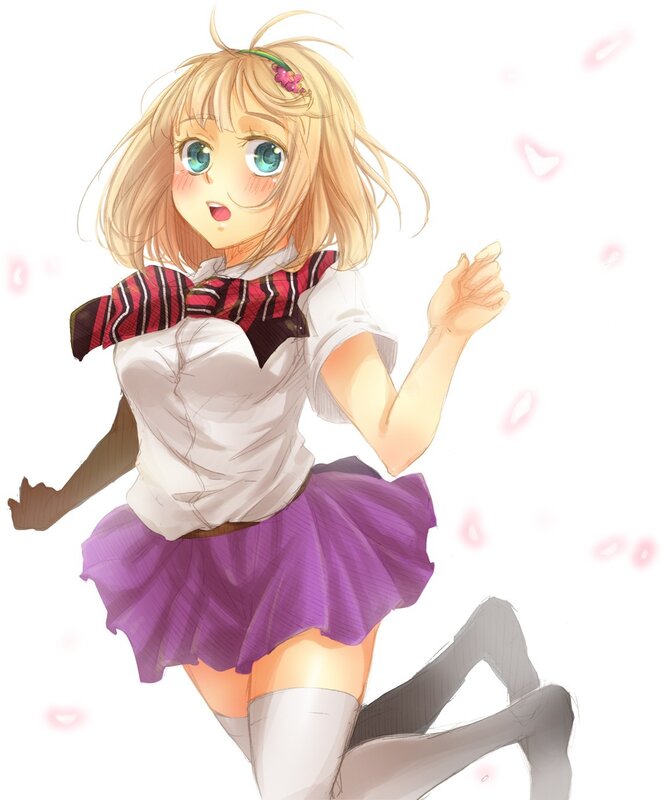 blonde girl in school uniform