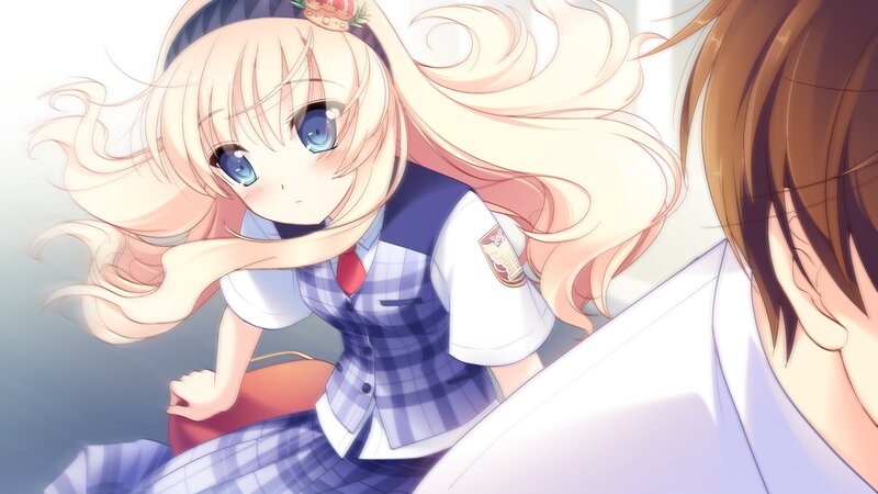 blonde girl in school uniform