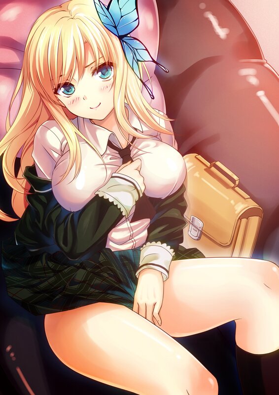 blonde girl in school uniform