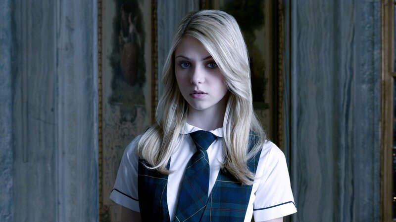 blonde girl in school uniform