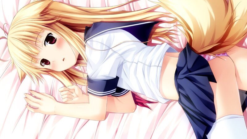 blonde girl in school uniform