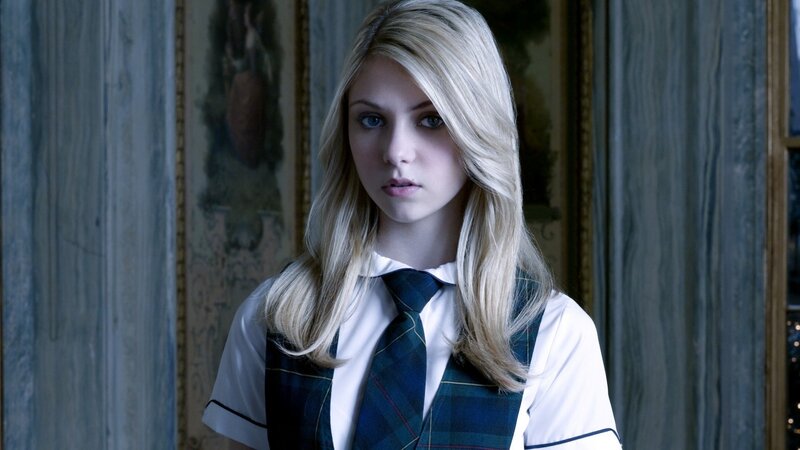 blonde girl in school uniform
