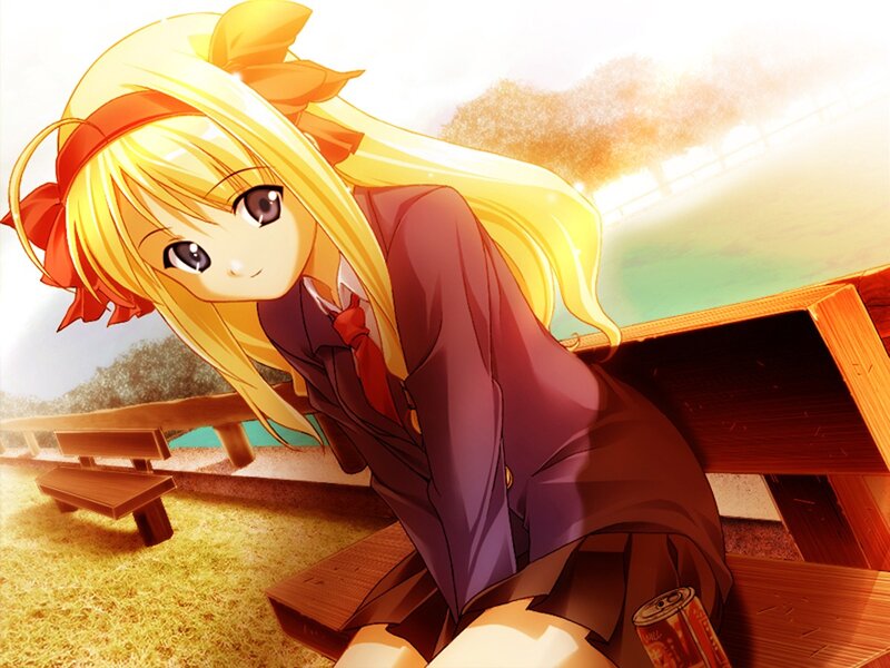 blonde girl in school uniform