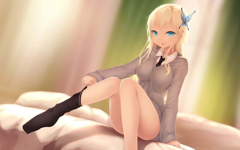 blonde girl in school uniform