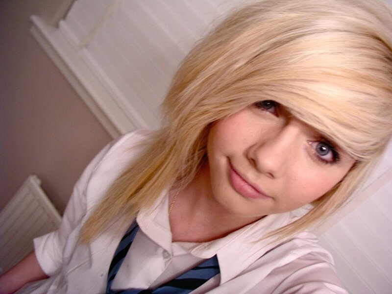 blonde girl in school uniform