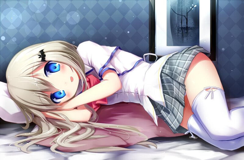 Blonde girl in school uniform