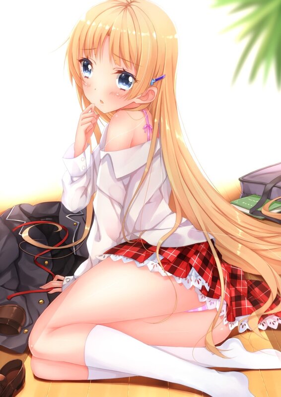 blonde girl in school uniform