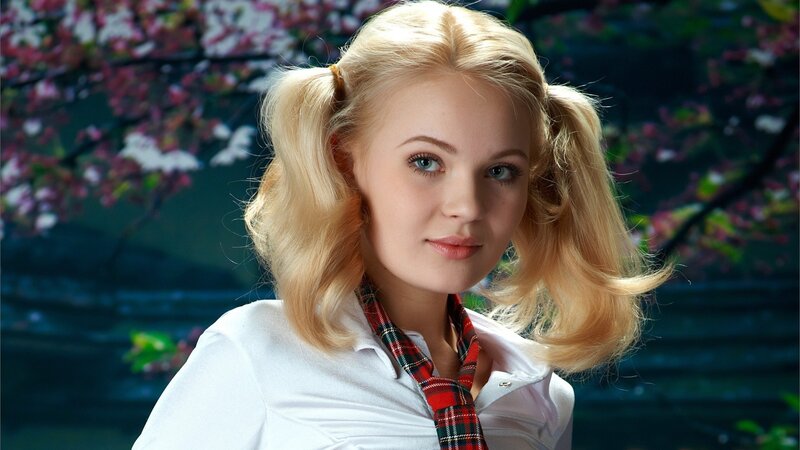 blonde girl in school uniform