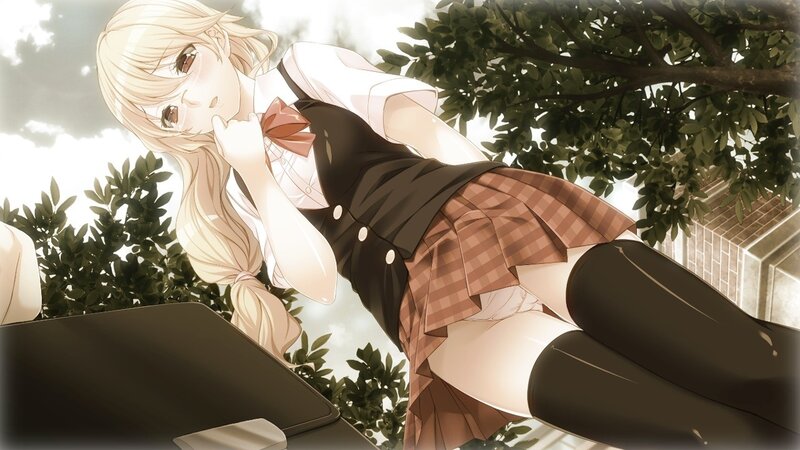 blonde girl in school uniform