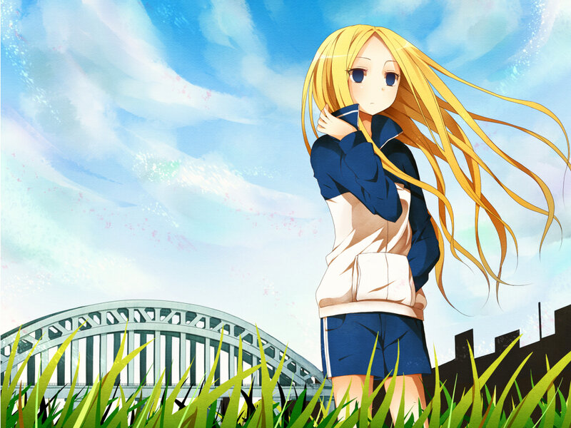 blonde girl in school uniform