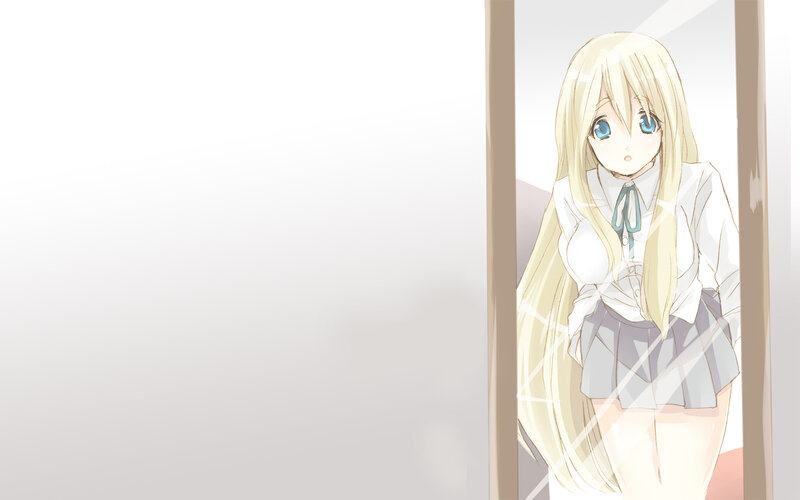 blonde girl in school uniform