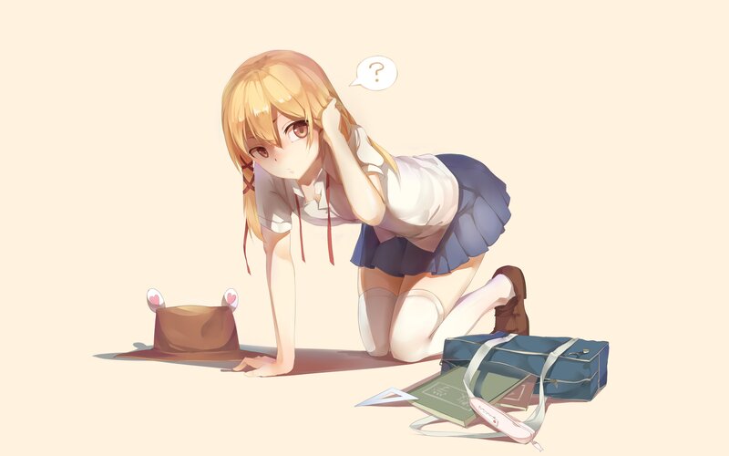 Blonde Girl in School Uniform — Beige