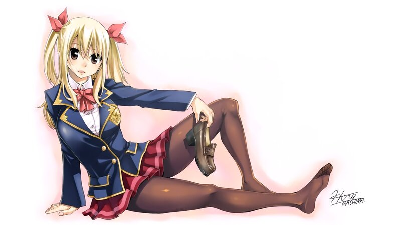 Blonde Girl in School Uniform — Blue, Calm, Anime, School Uniform