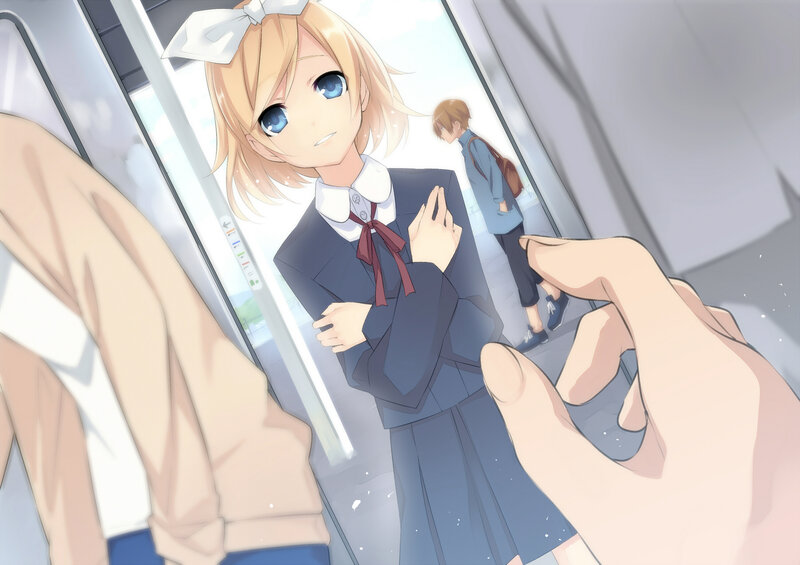 Blonde Girl in School Uniform — Blue, Calm