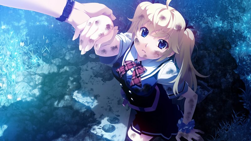 Blonde Girl in School Uniform — Blue, Dramatic, Night
