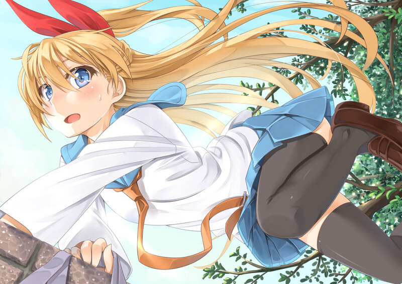 Blonde Girl in School Uniform — Blue, Dynamic