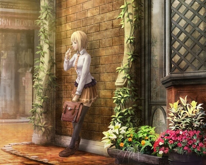 Blonde Girl in School Uniform — Brown