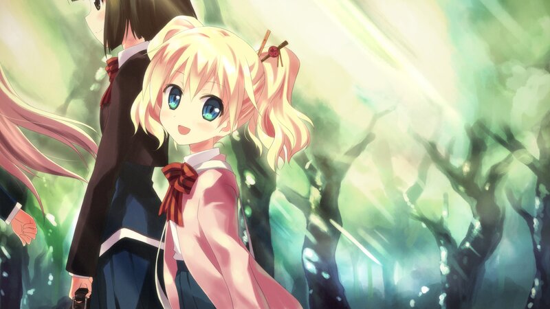 Blonde Girl in School Uniform — Green, Serene, Afternoon