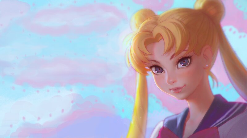 Blonde Girl in School Uniform — Pink, Dreamy, Afternoon