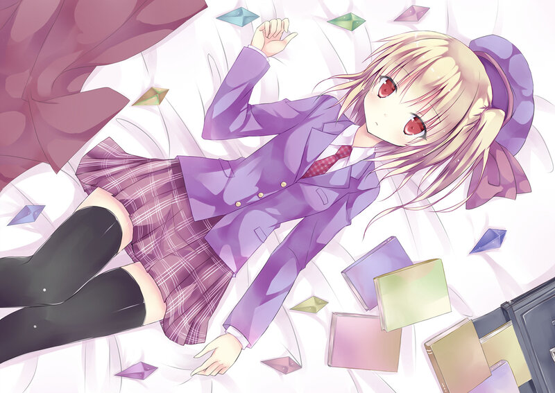 Blonde Girl in School Uniform — Purple
