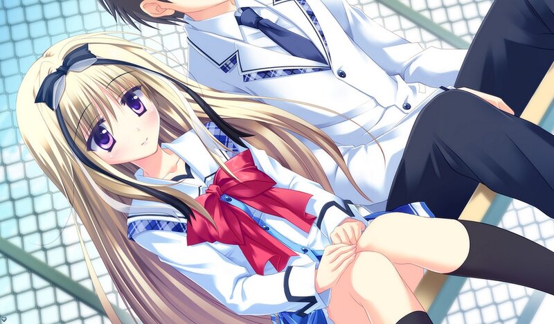 Blonde Girl in School Uniform — White, Calm, Afternoon