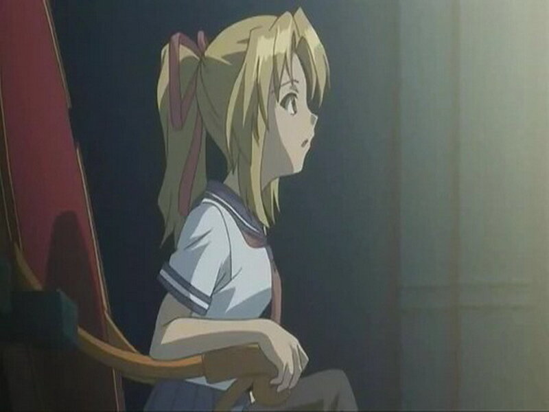 Blonde Girl in School Uniform — White
