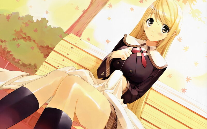 Blonde Girl in School Uniform — Yellow, Calm, Autumn