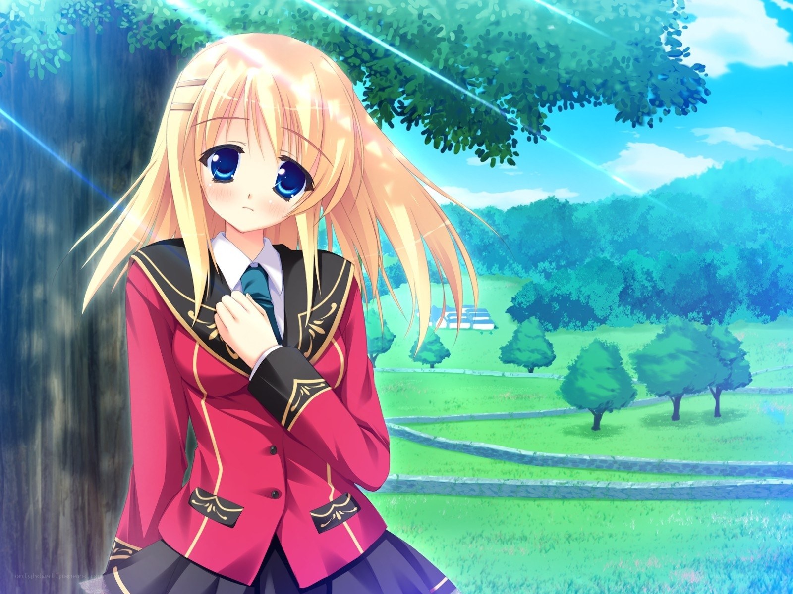 blonde girl in school uniform