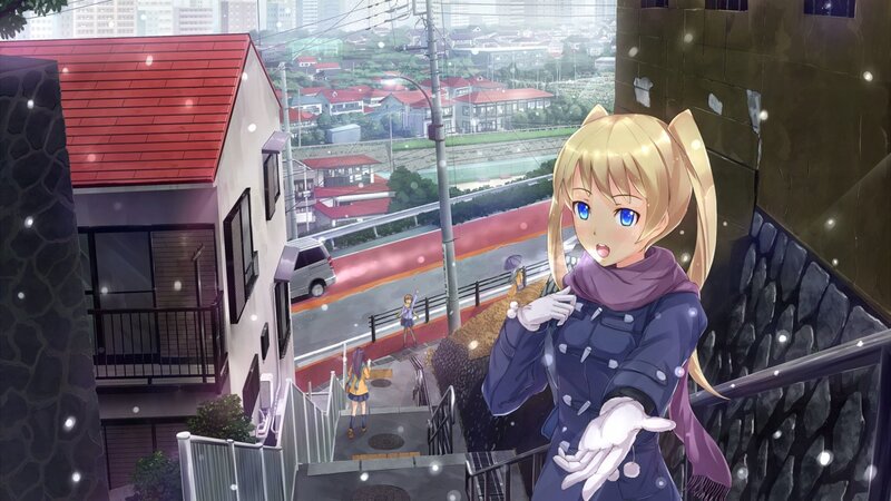 Blonde Girl in Snow — Blue