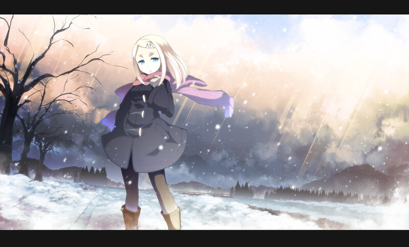 Blonde Girl in Snow — White, Dramatic