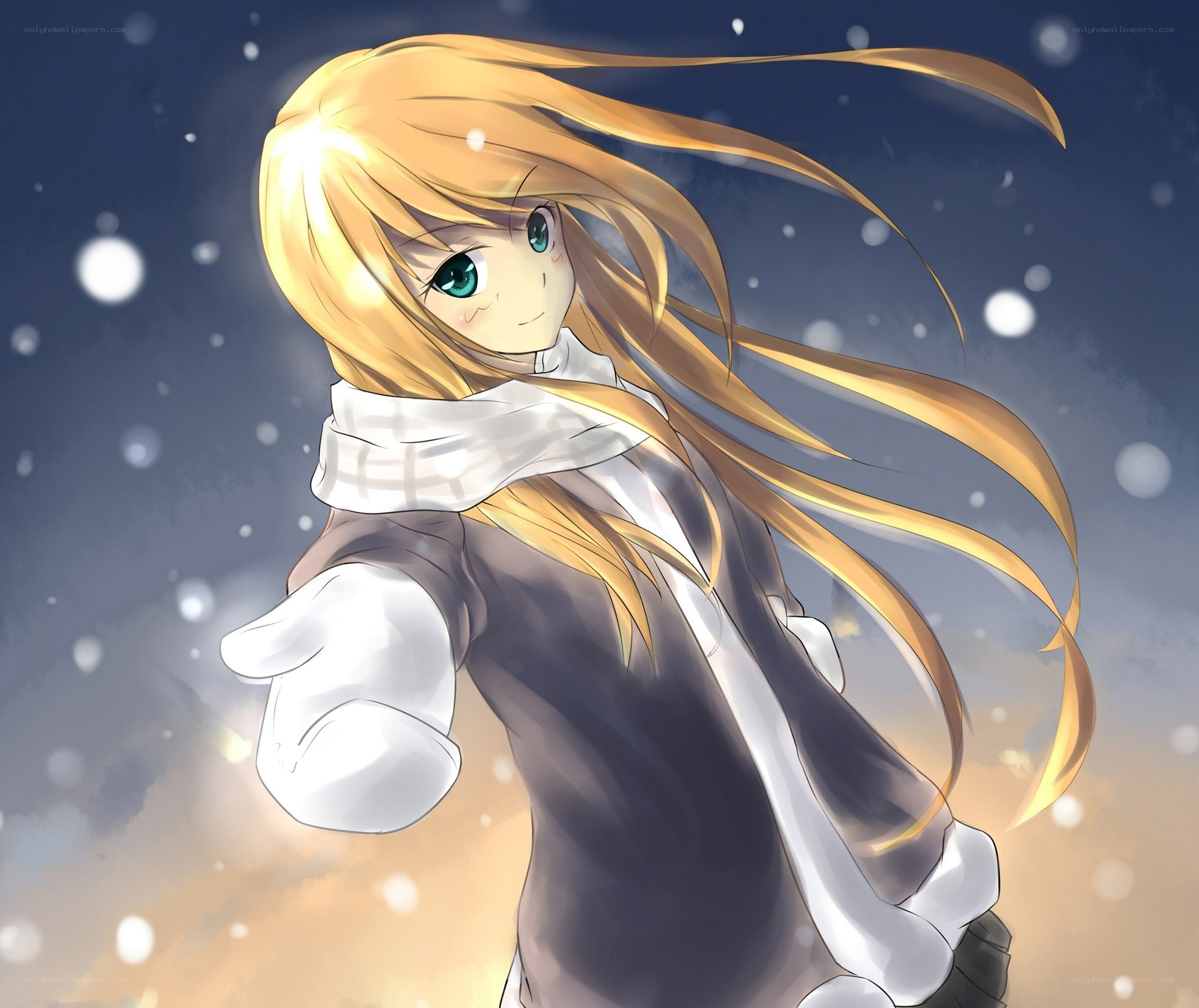 blonde girl in snow