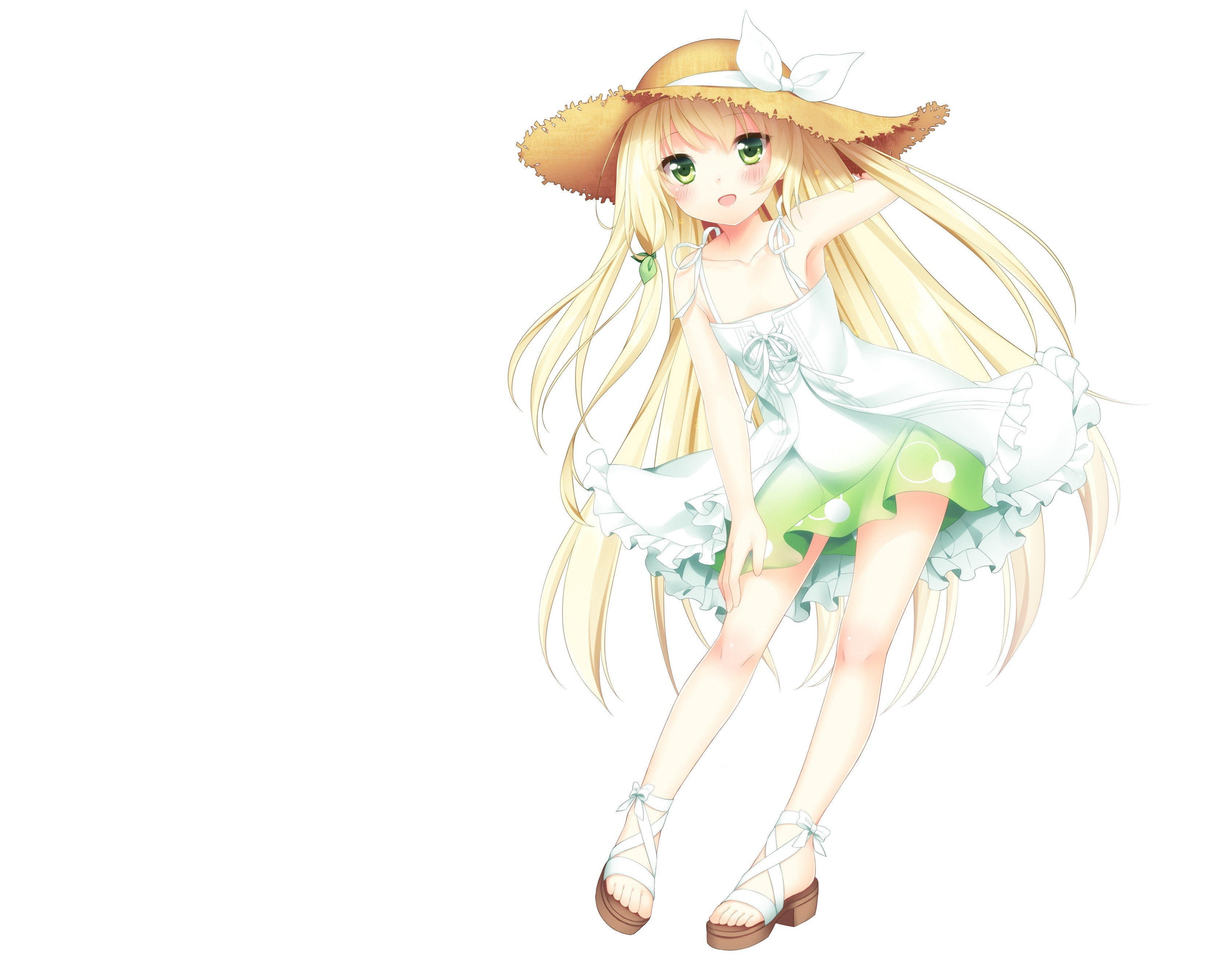 blonde girl in straw hat