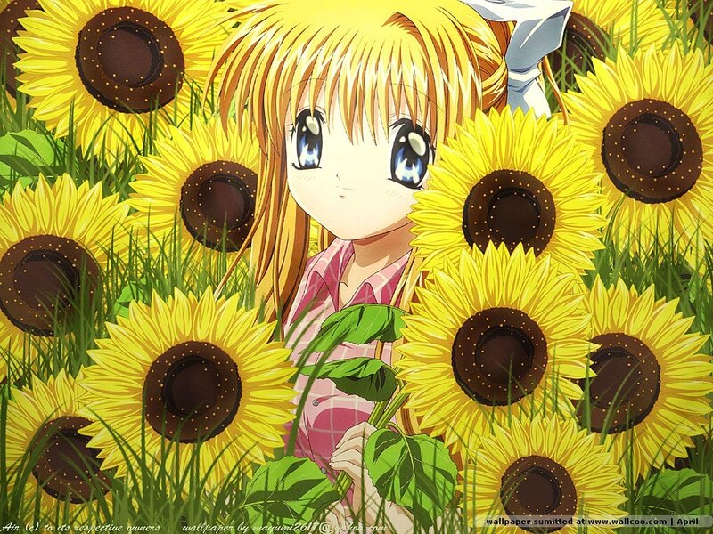 Blonde Girl in Sunflowers