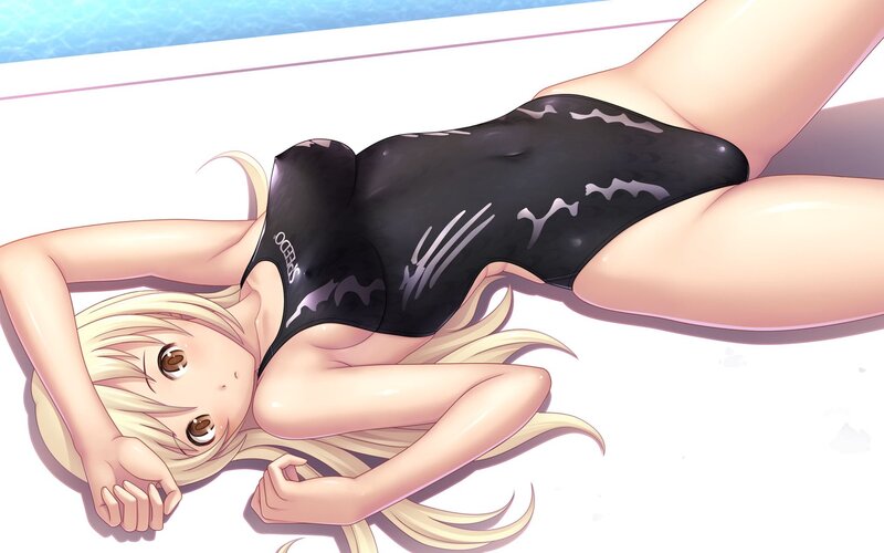 blonde girl in swimsuit